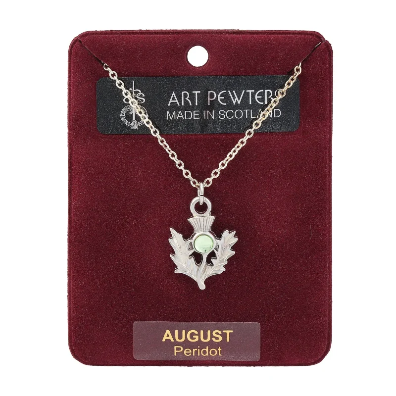 pewter august thistle pendant necklace