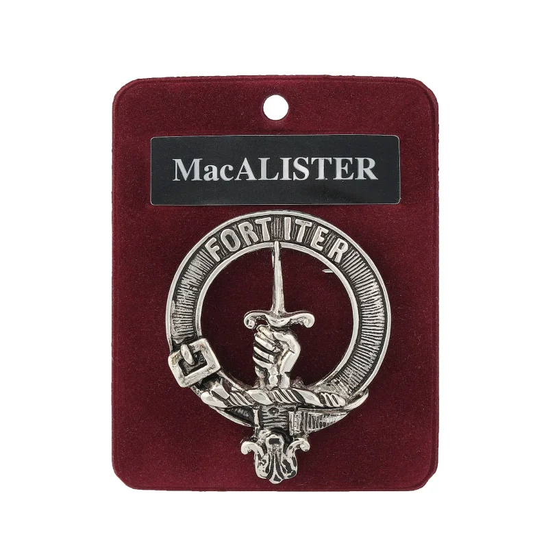 pewter macalister clan badge artisan crafted