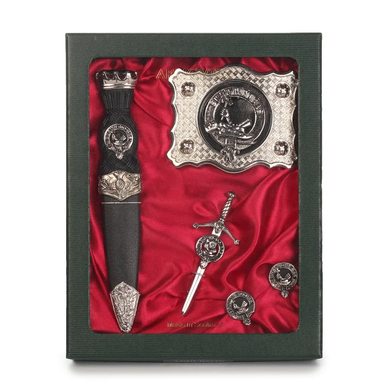 pewter macdougall clan crest jewelry set