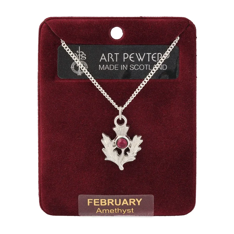 pewter thistle pendant for february