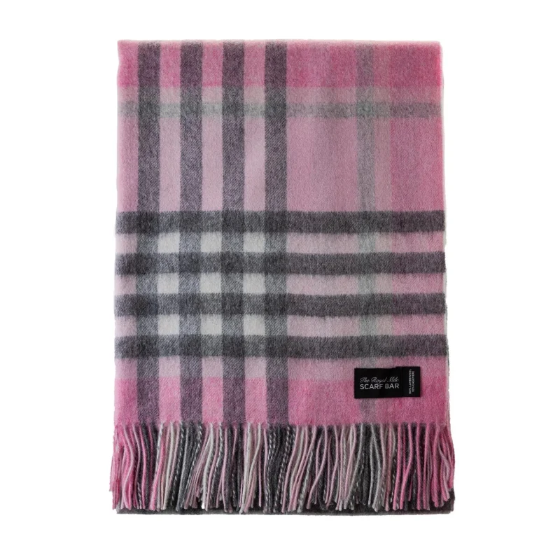 pink cashmere blend chequer blanket