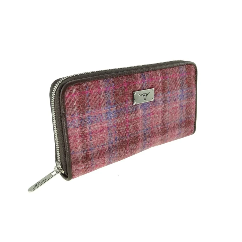 pink check zip staffa purse