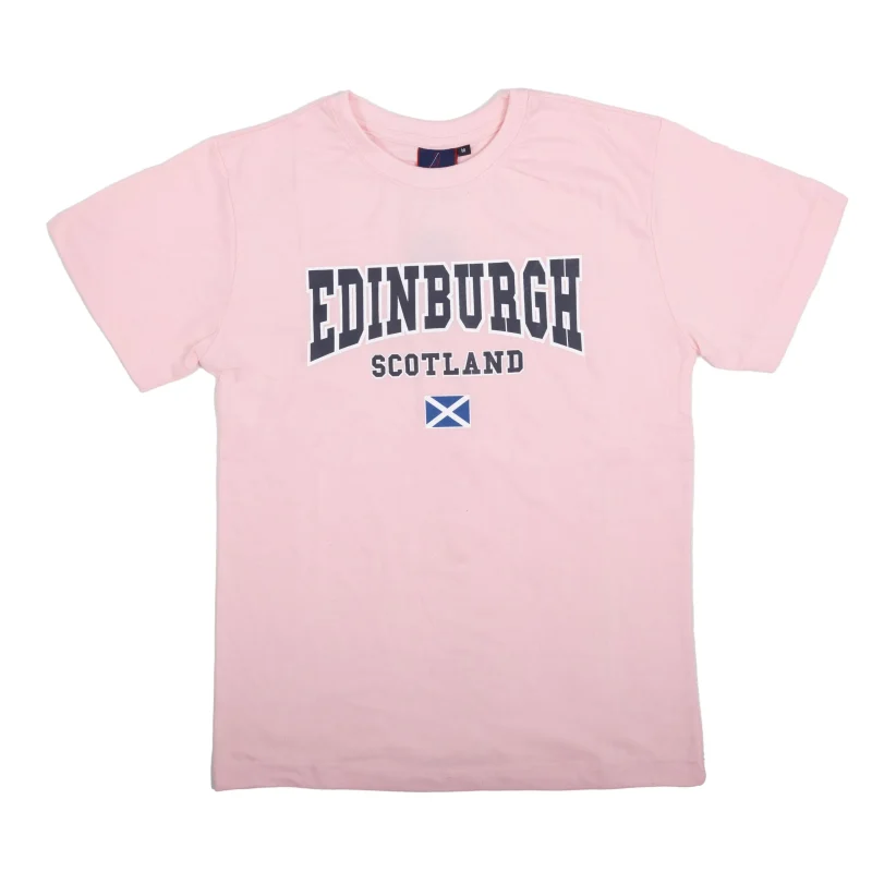 pink edinburgh scotland flag t shirt for adults