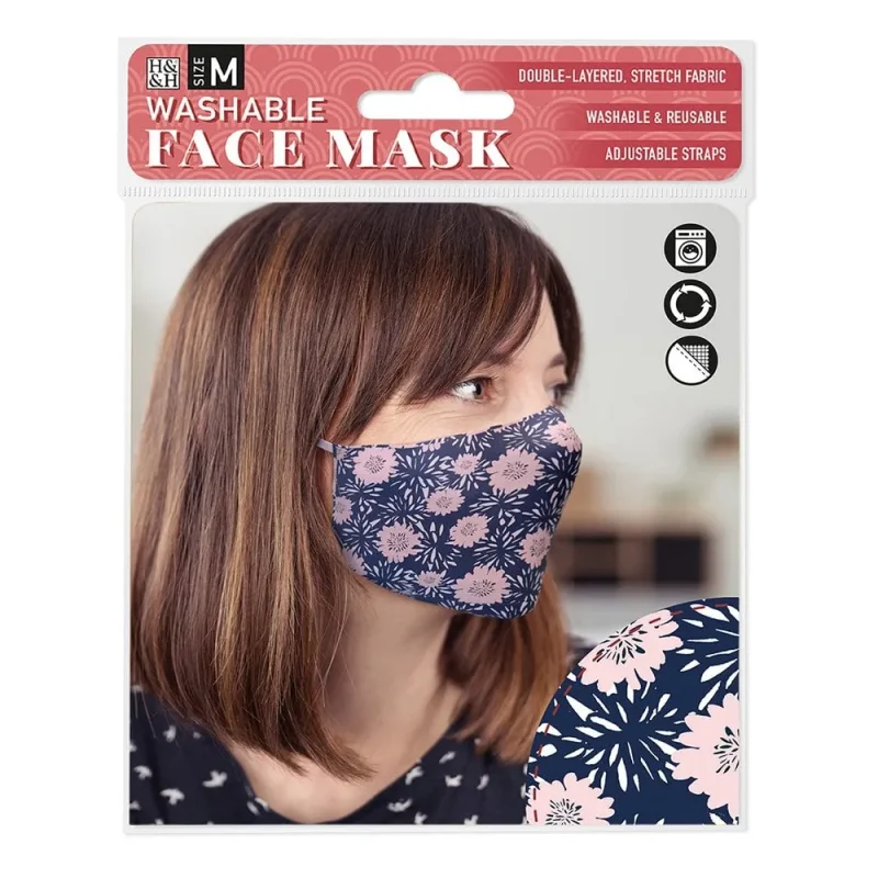 pink floral blue base face masks