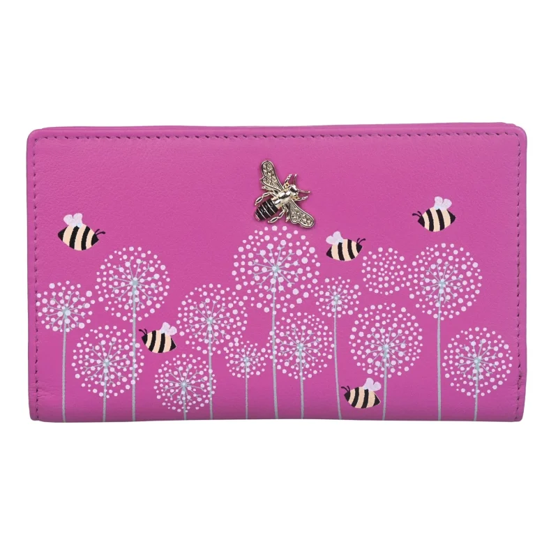 pink moonflower compact bee purse