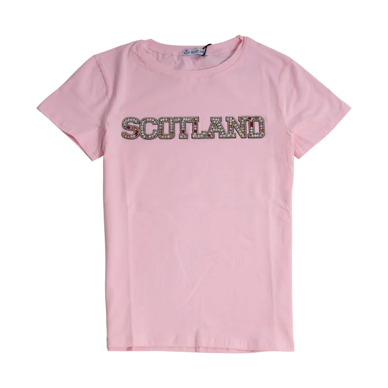 pink scottish diamante ladies t shirt