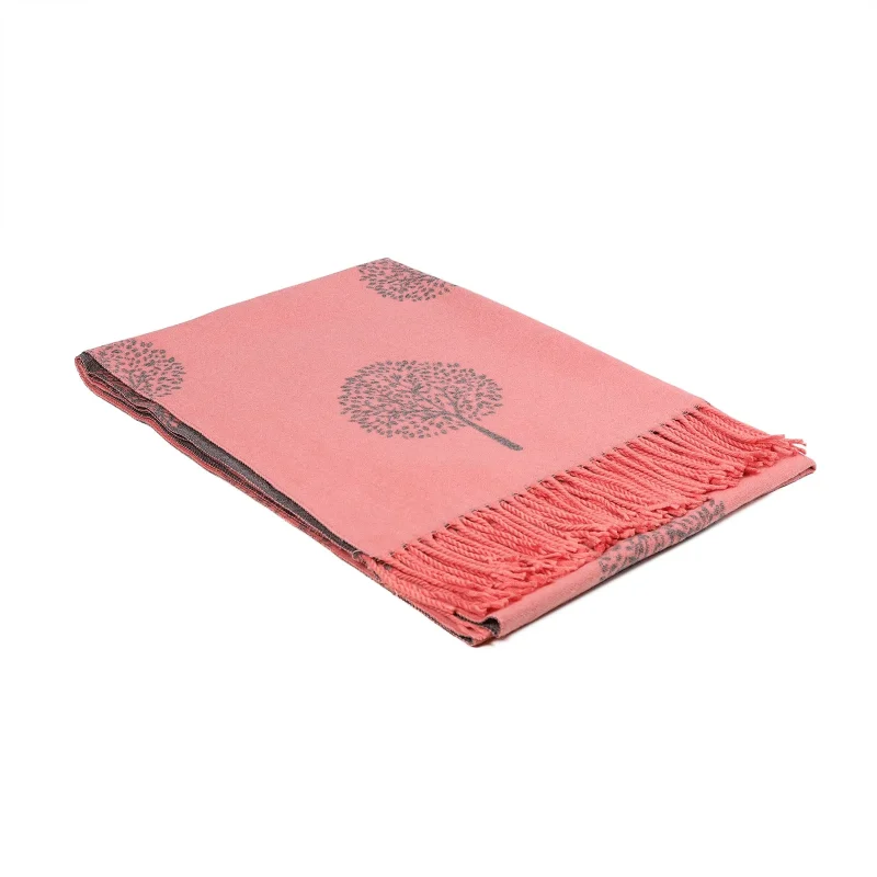 pink tree of life tassel scarf