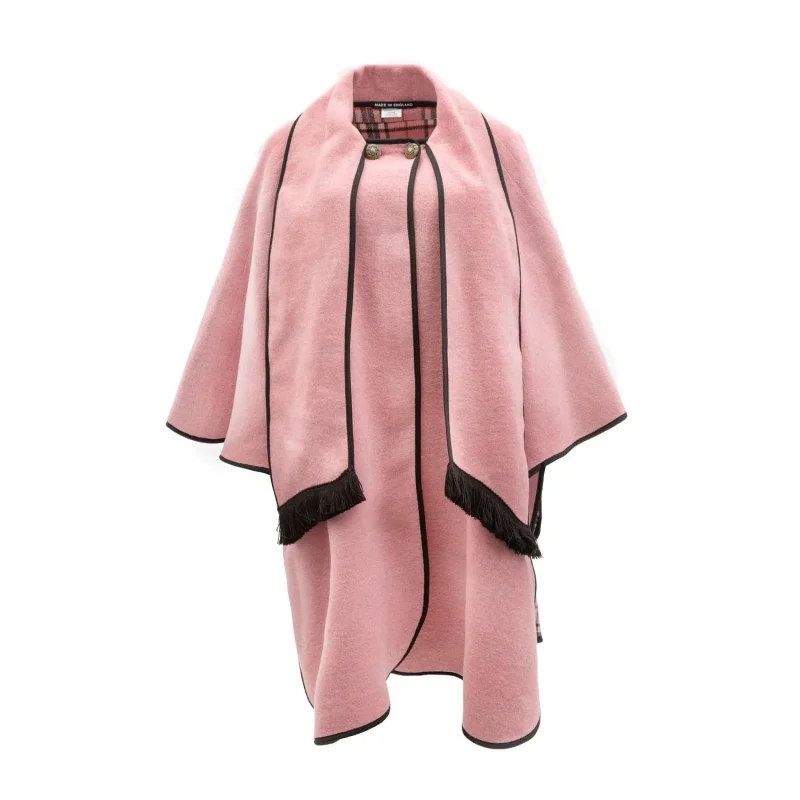 pink wool blend reversible cape for women