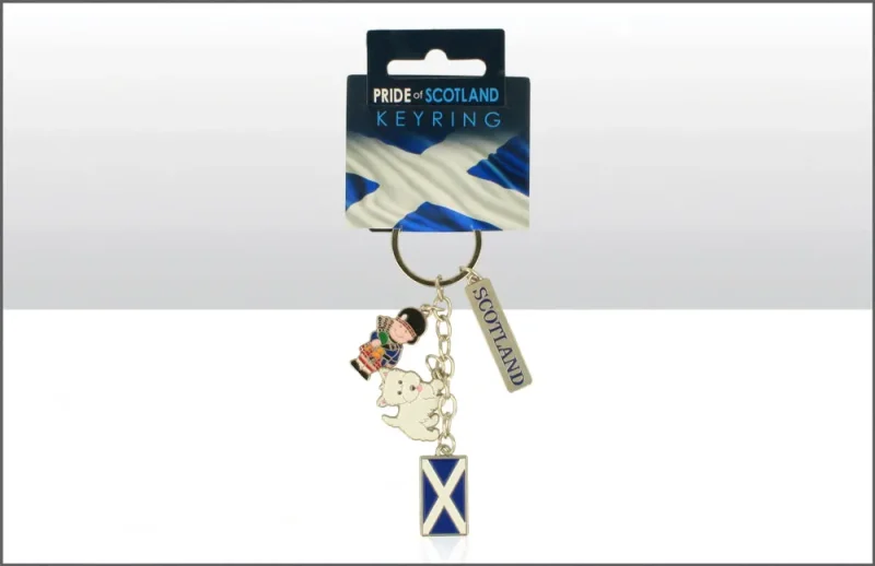 piper westie saltire engraved charm keyring