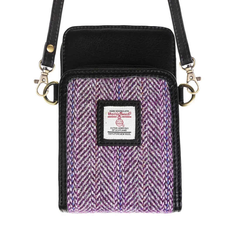 plum herringbone crossbody bag black