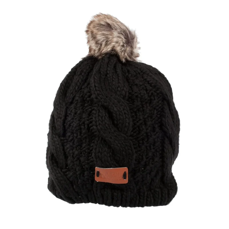 pom pom cable knit beanie hat