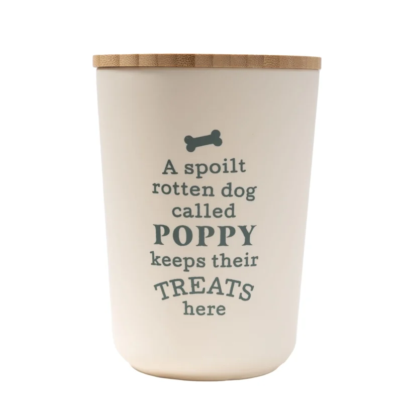 poppy dog treat jar for storage