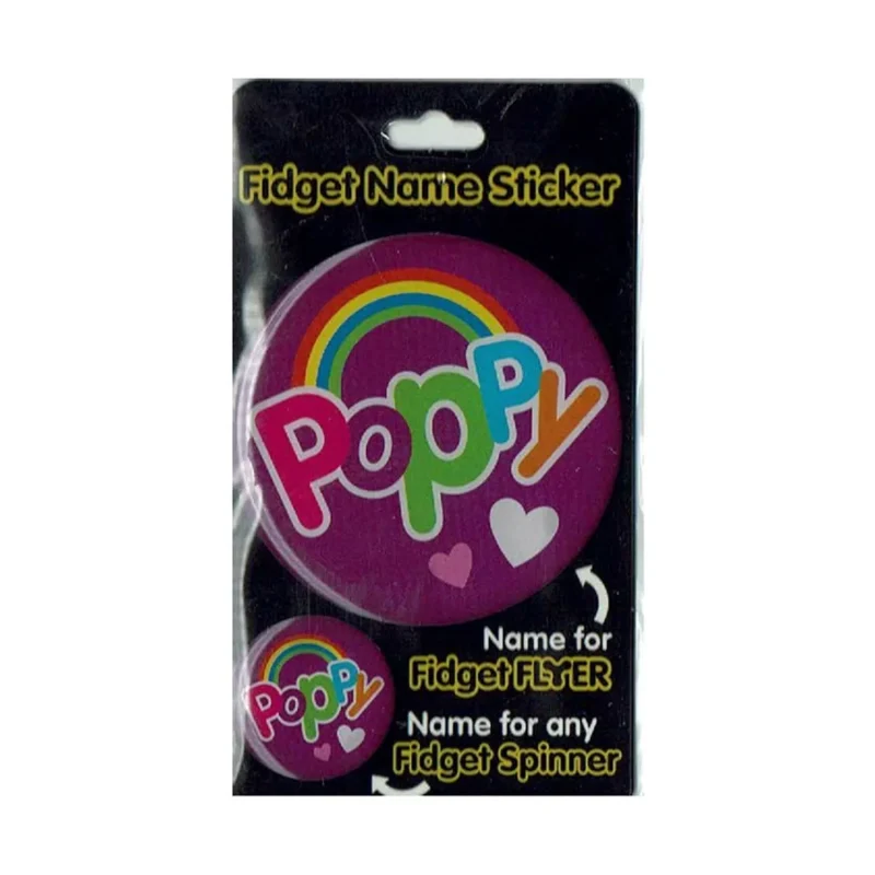 poppy name stickers for fidget flyers