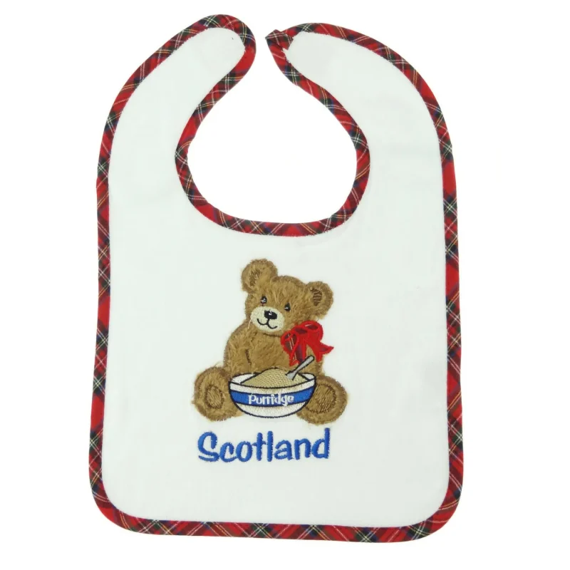 porridge bear tartan baby bib