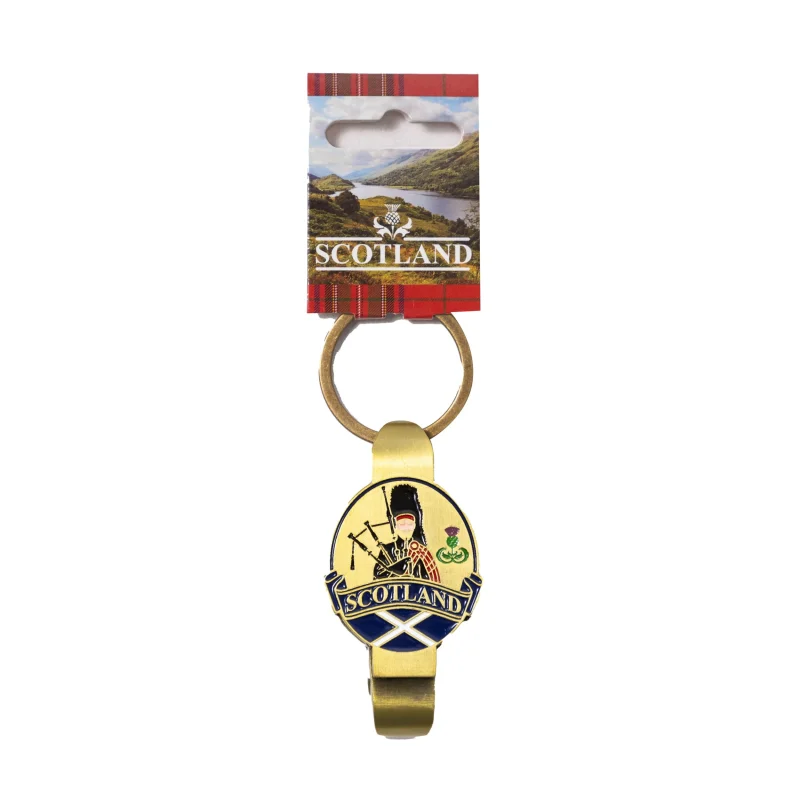 premium scotland bottle opener piper thistle and tartan design