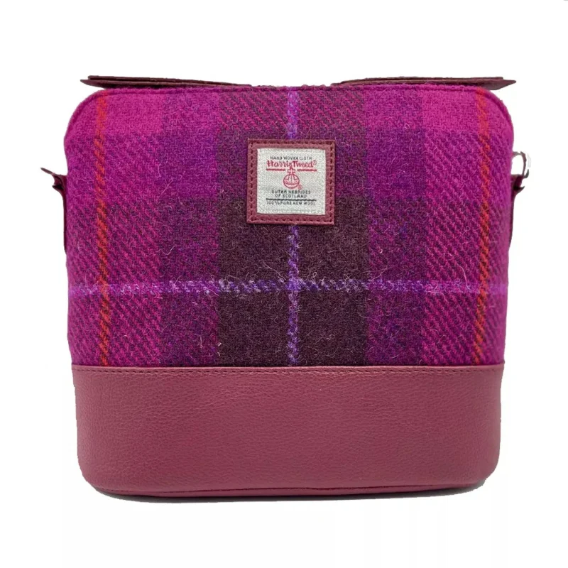 purple check square shoulder bag