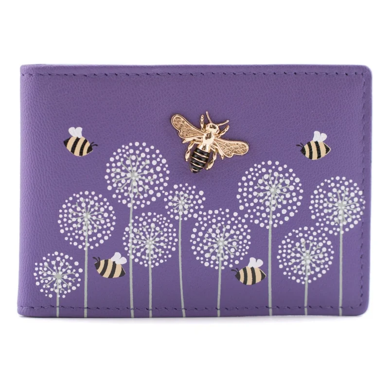 purple moonflower id card wallet