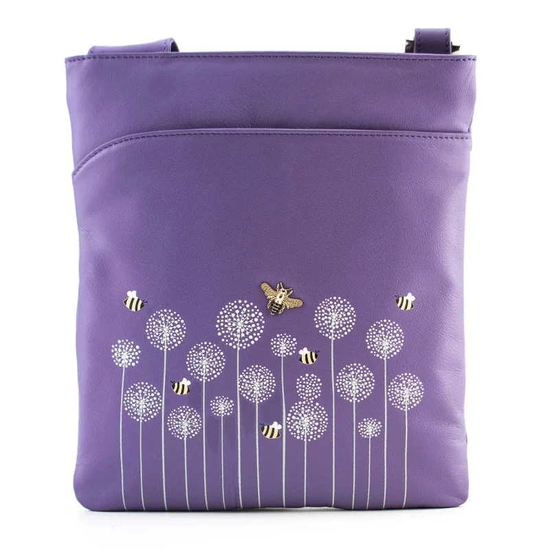 purple moonflower slim crossbody bag