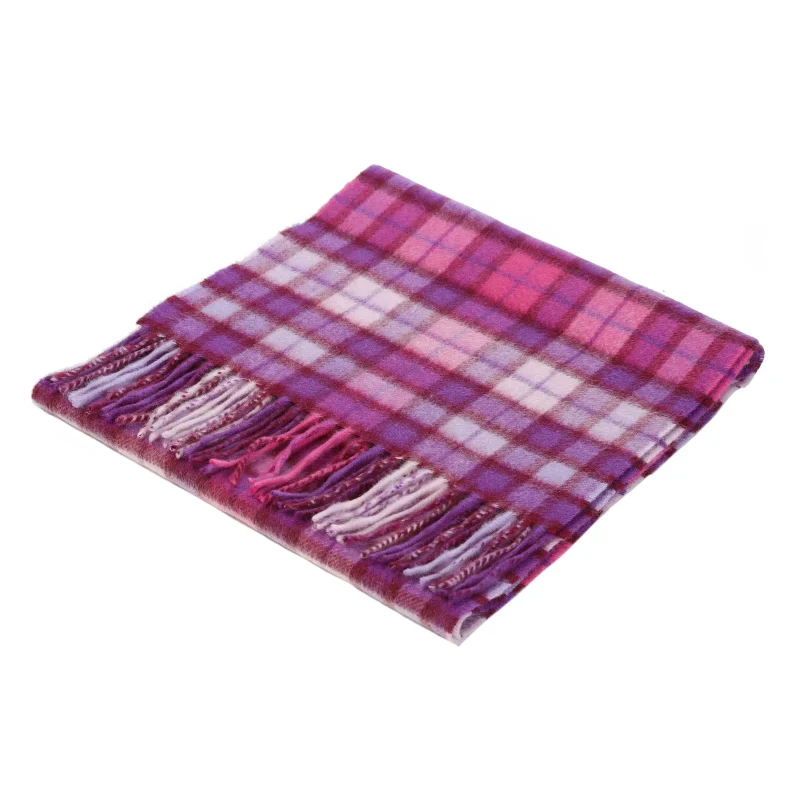 purple pink winter check cashmere scarf edinburgh