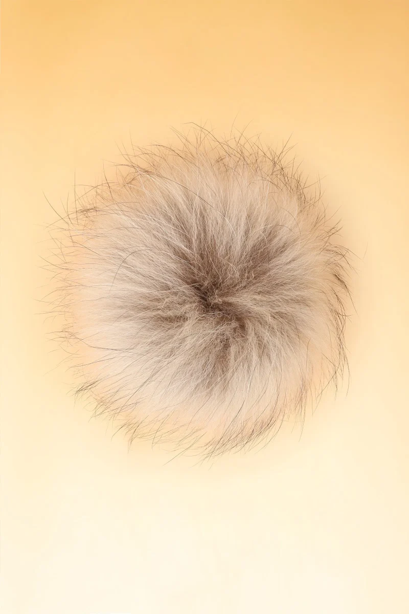 real fur pom pom natural black