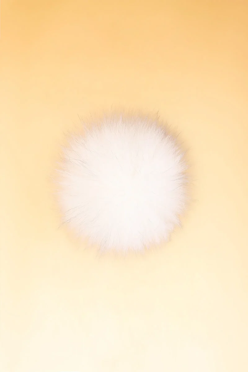 real fur white black pom pom