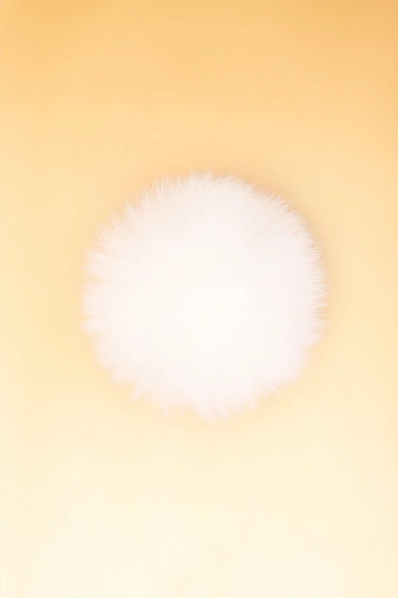 real fur white pom pom hat