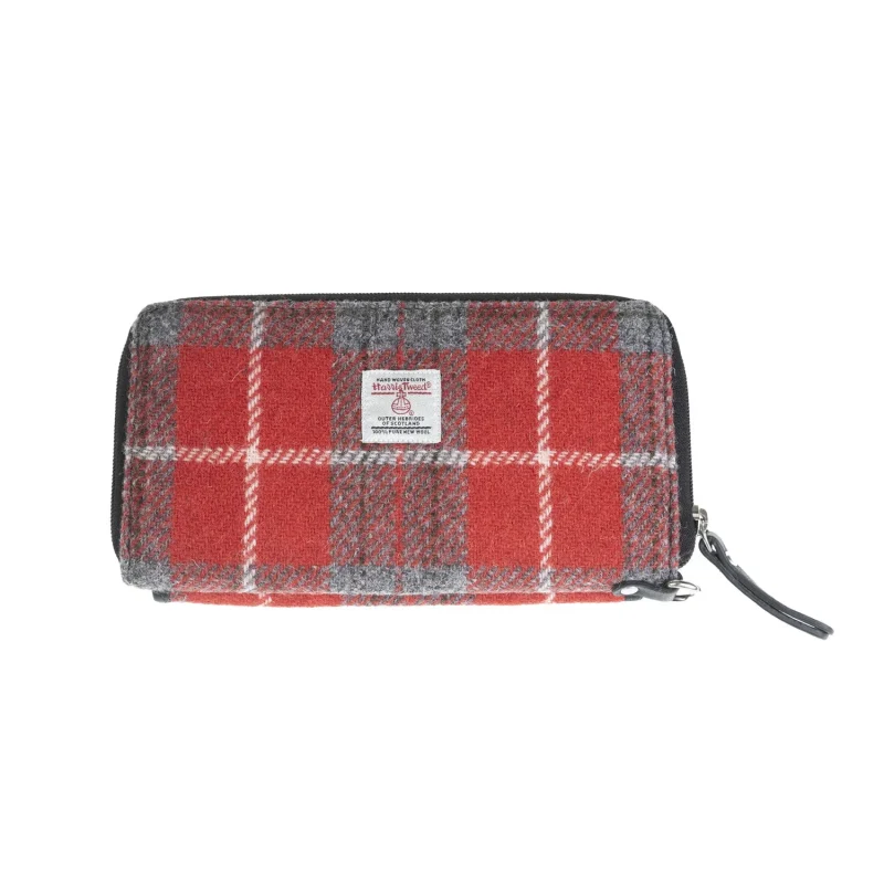 red black check leather handbag for women