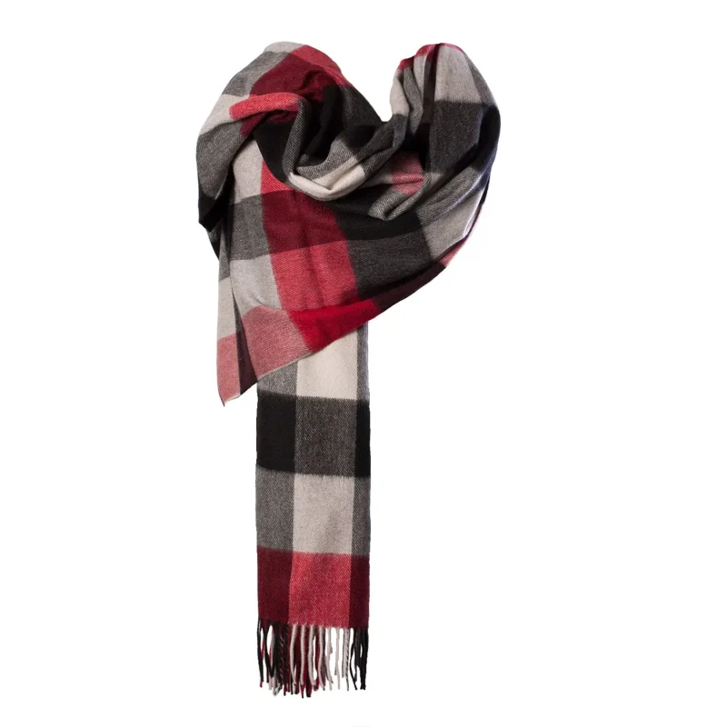 red cashmere tartan stole cubes