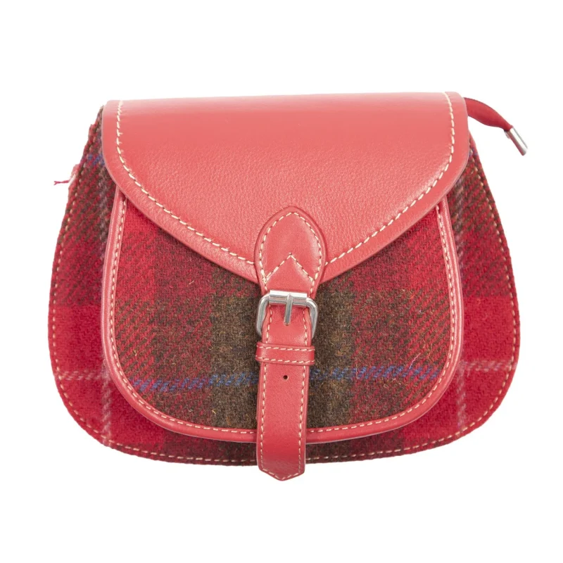 red check ladies leather shoulder bag