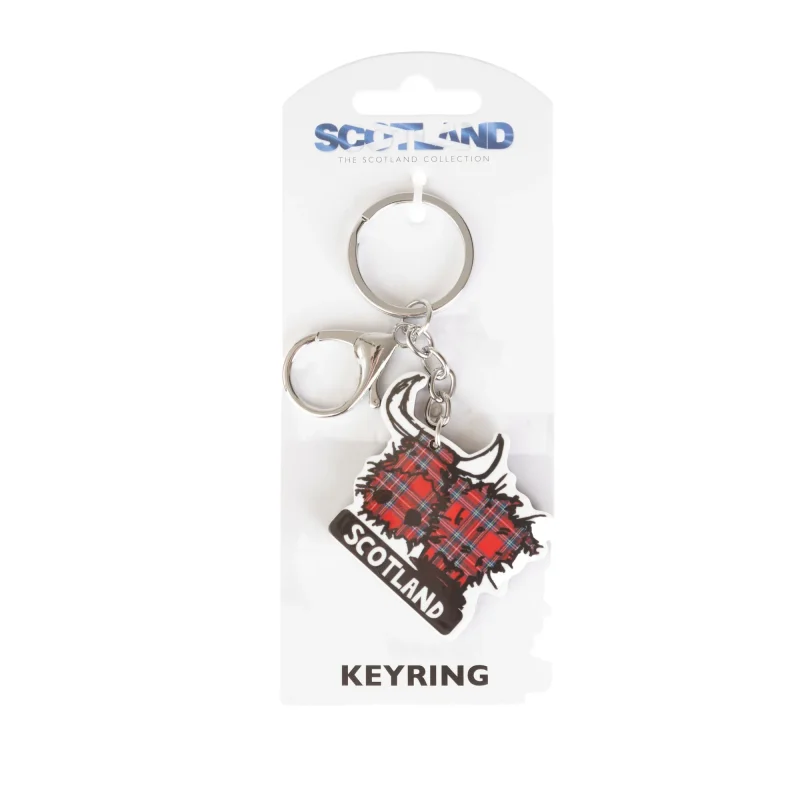 red highland cow acrylic keychain