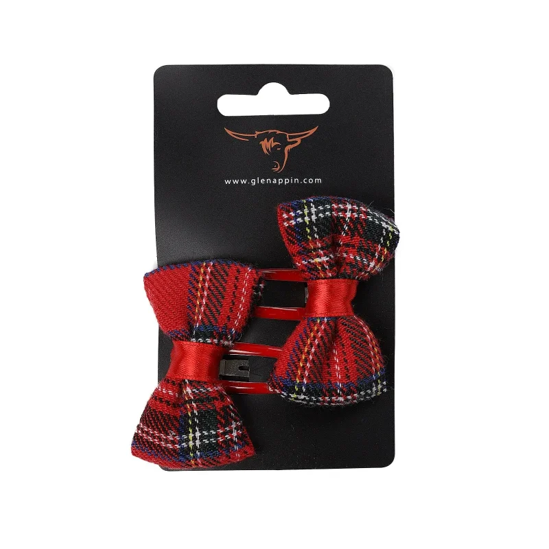 red tartan hair clips