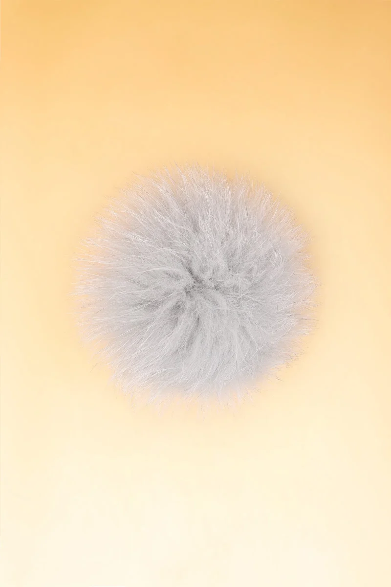 river grey 100 real fur pom pom