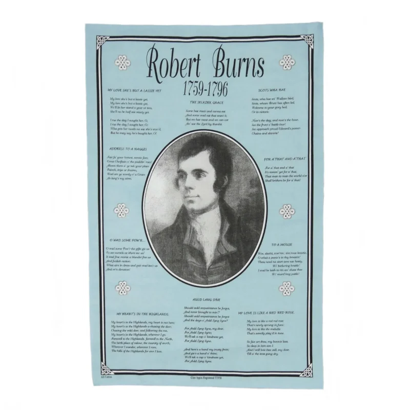 robert burns poem tea towel kitchen decor