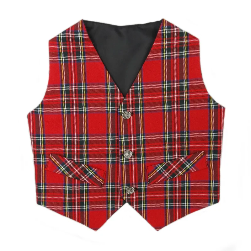 royal stewart tartan waistcoat poly viscose