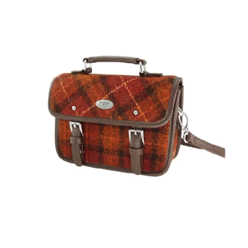 rustic orange harris tweed mini satchel