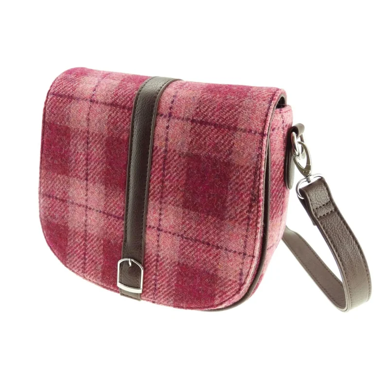 salmon pink harris tweed shoulder bag