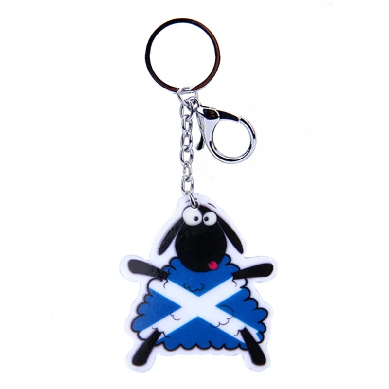 saltire dancing sheep acrylic keyring