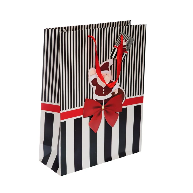 santa christmas gift bag with bow