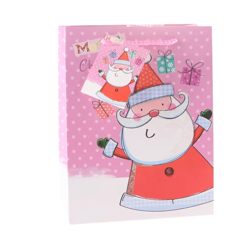 santa pink christmas gift bag