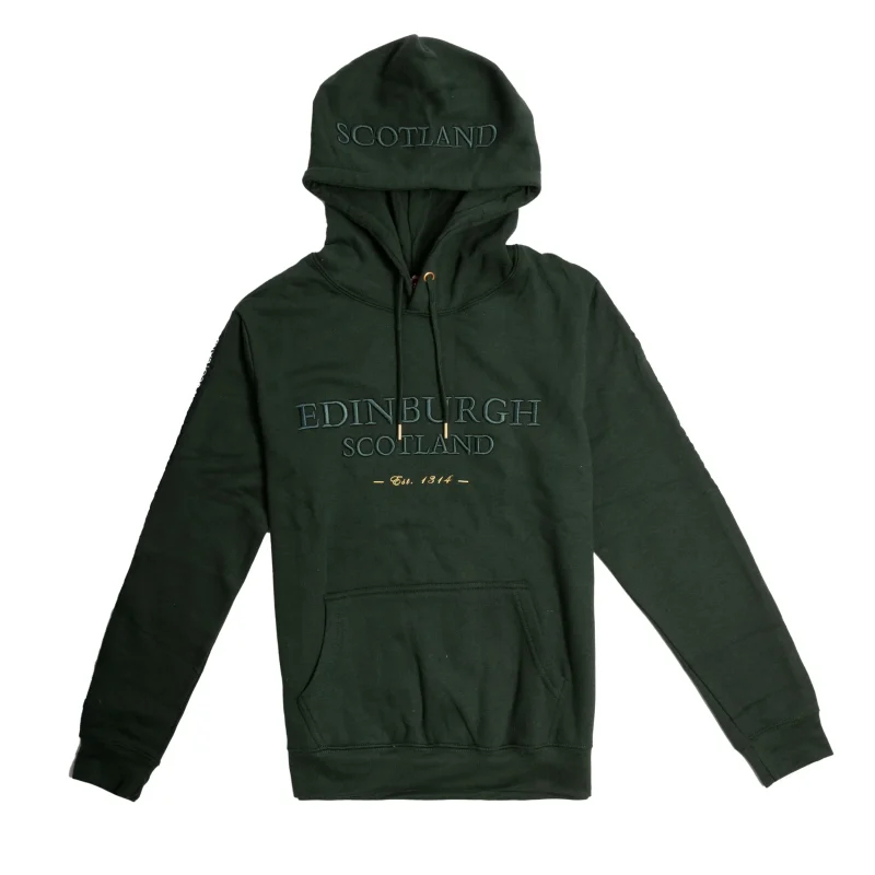 scot adults 3d emb hooded top bottle green