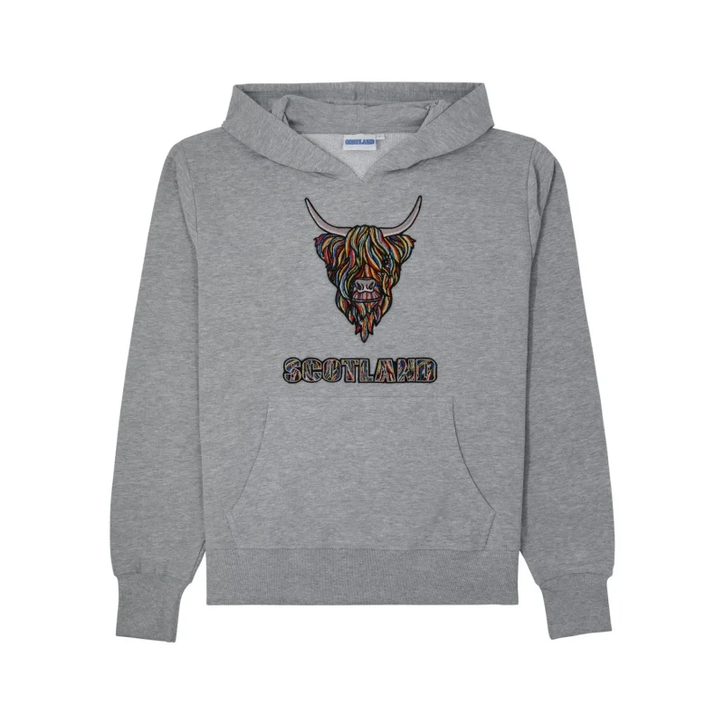 scotland highland cow embroidered hoodie