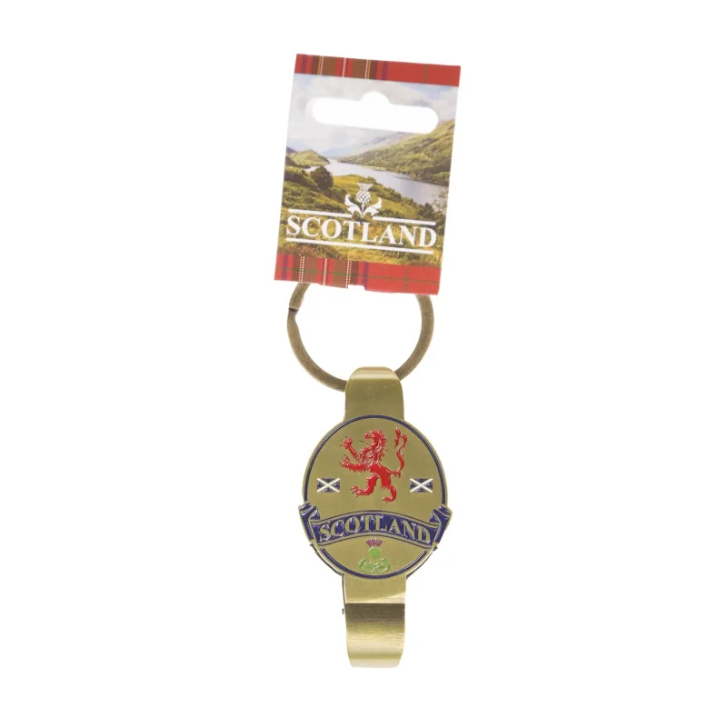 scotland keyring rampant lion thistle bottle opener