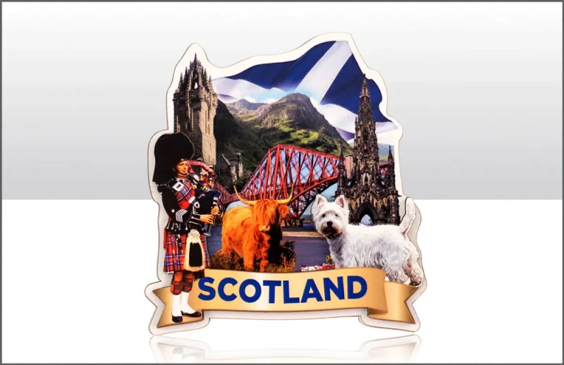 scotland scroll wood montage magnet