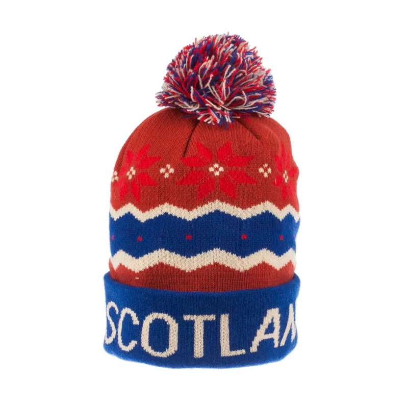 scotland ski hat red blue