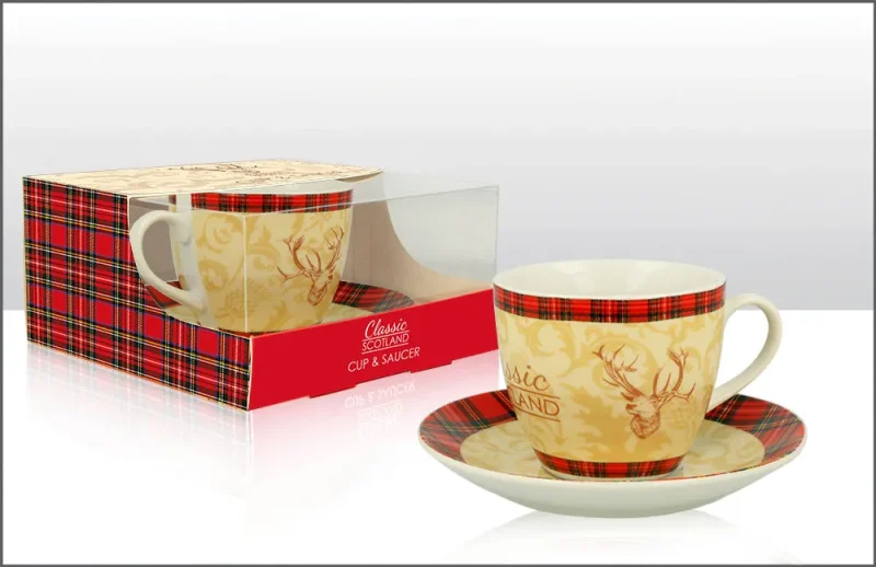 scotland stag tea cup saucer set