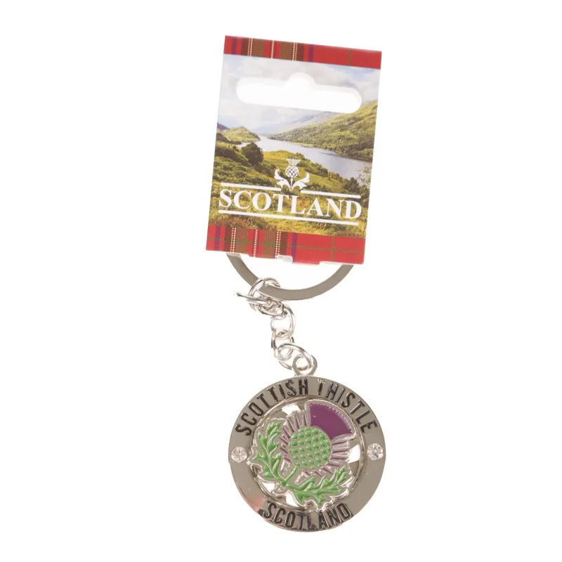 scotland thistle spinner keyring