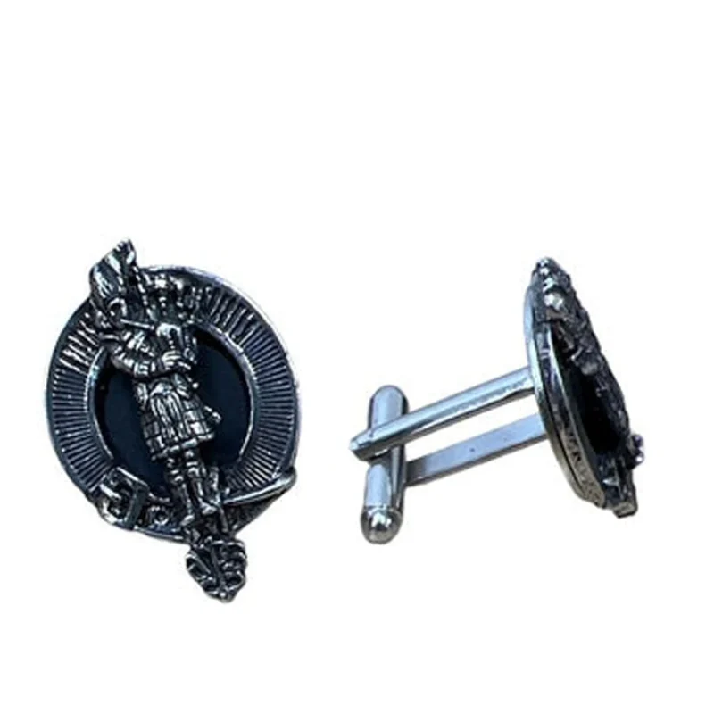 scots piper cufflinks with clan crest