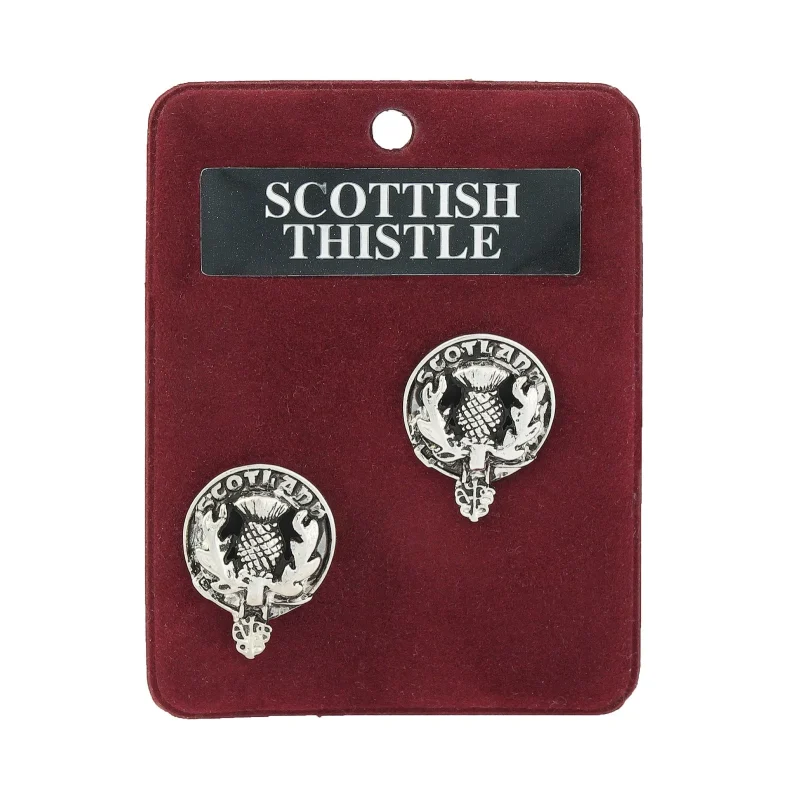 scots thistle art pewter cufflinks