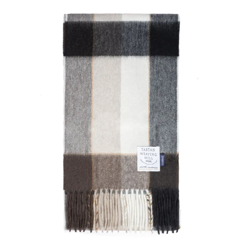 scottish cashmere pinstripe scarf cocoa