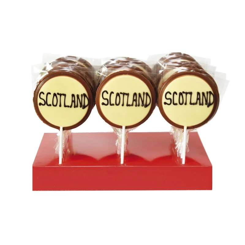 scottish chocolate lollies 50g display